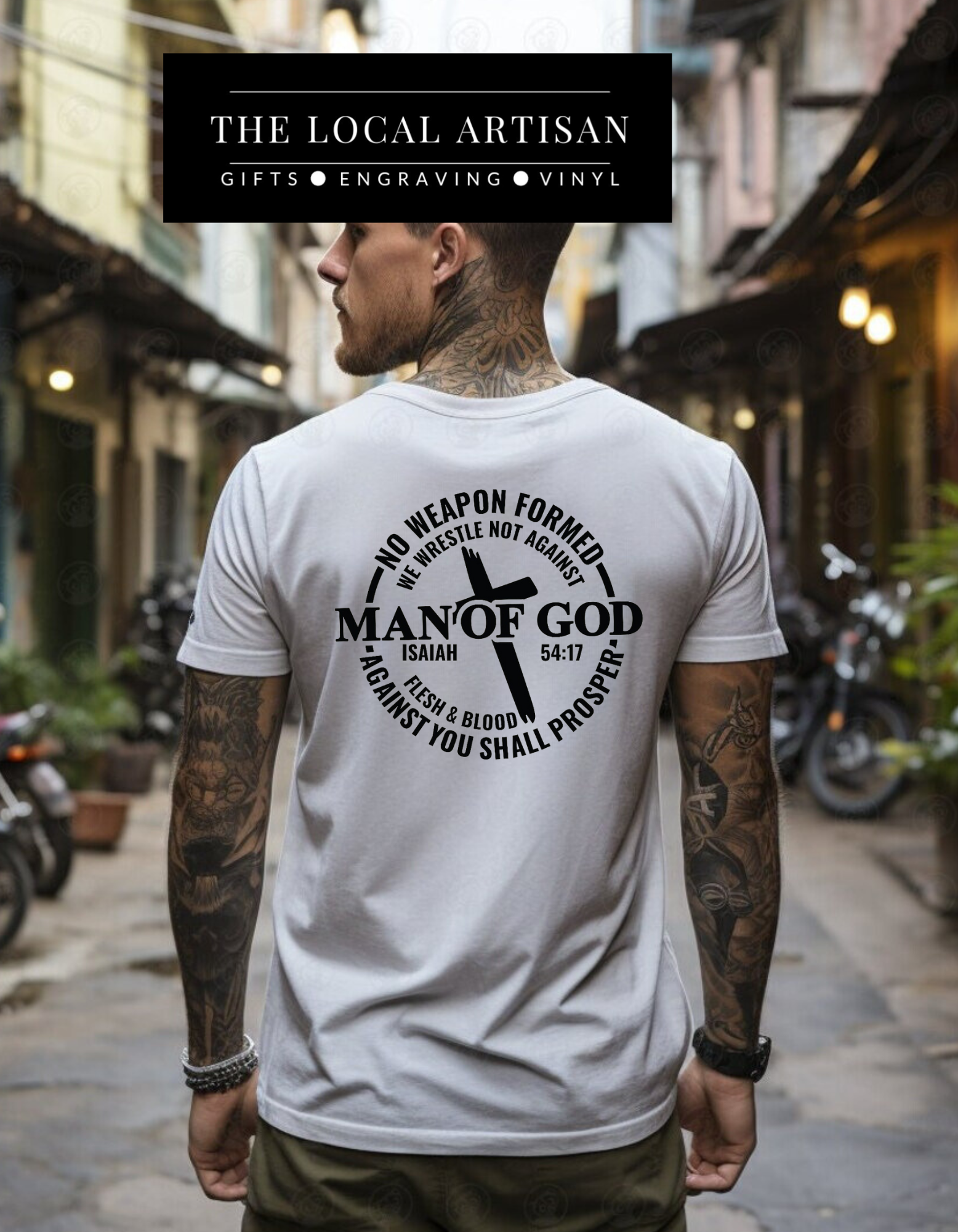 "Man of God" shirt PFG front and back